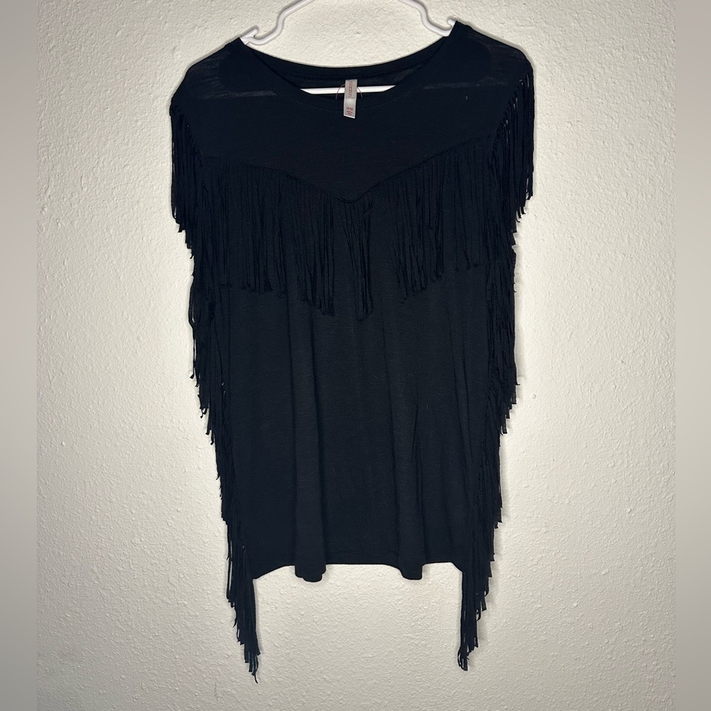 Black Fringe Top